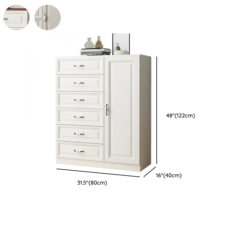 Sleeping Room Use Trendy White Wood Wardrobe Chest with Shelves - image 22