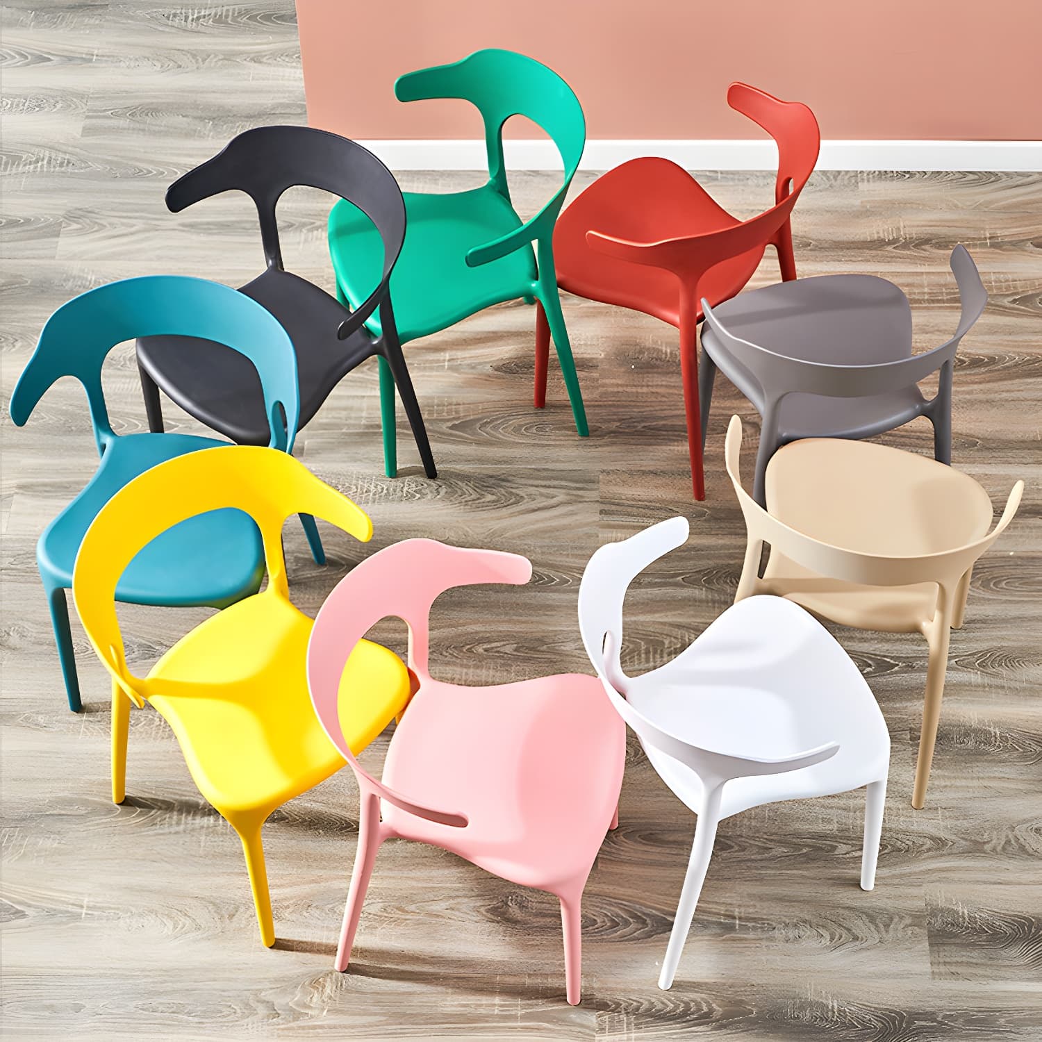 Home Modern Side Chair Stackable Open Back Plastic Dining Room Chair Set - image 13