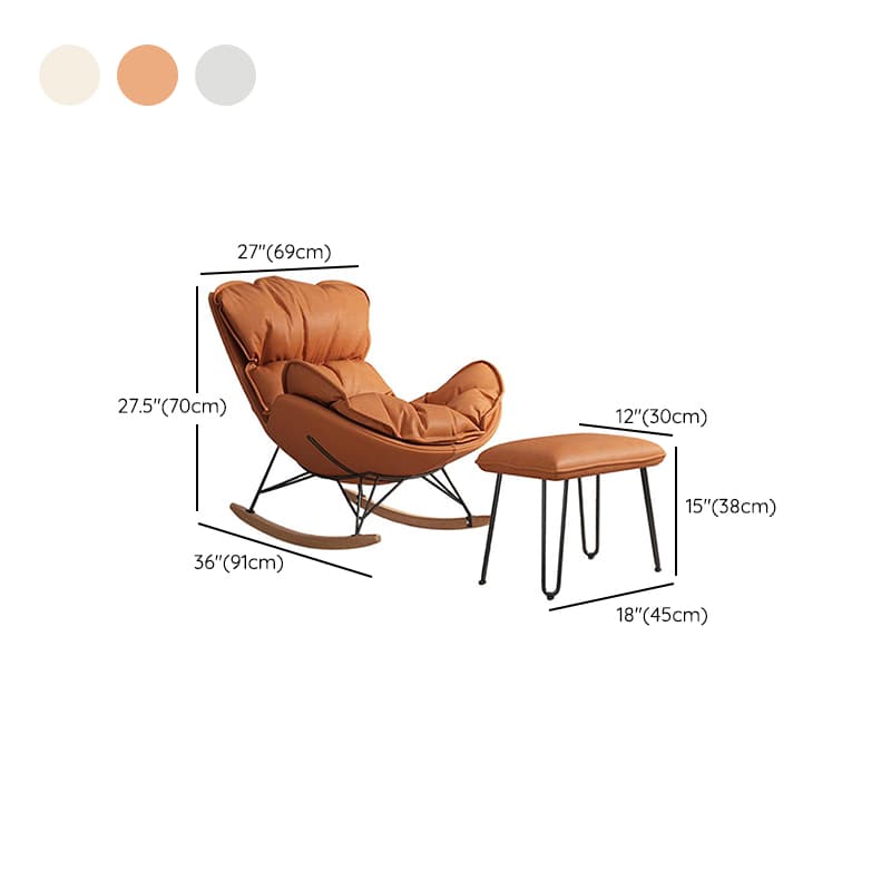 Grey/Chalk/Amber Contemporary Alloy 2 Piece Set Rocking Armchair with Padded Upholstery and Ottoman - image 15