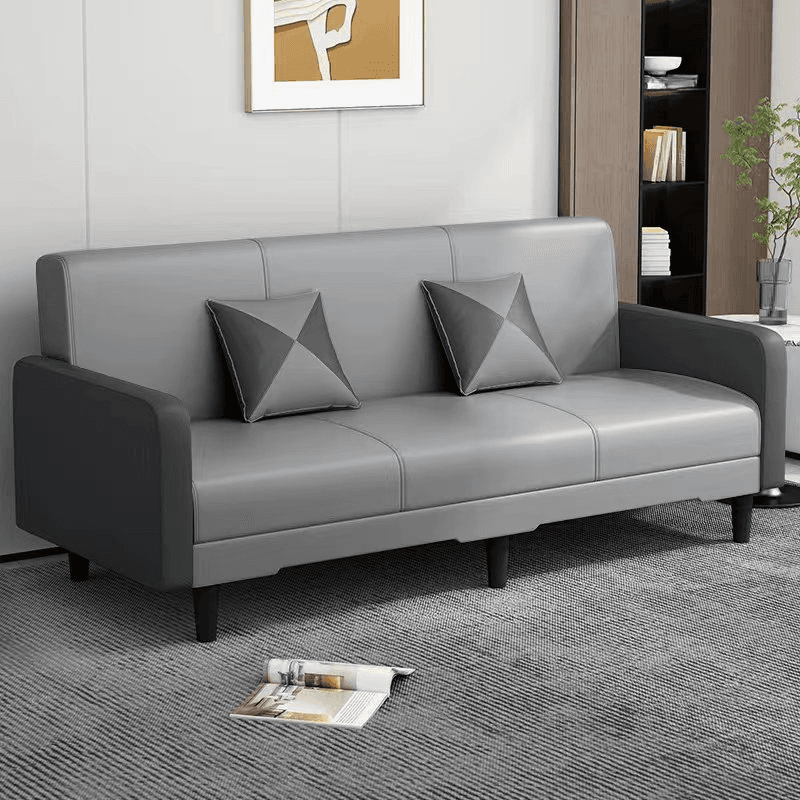 Convertible Sofa in Gray/Cerulean/Off-White with Armrest and 3 Pillows - image 10