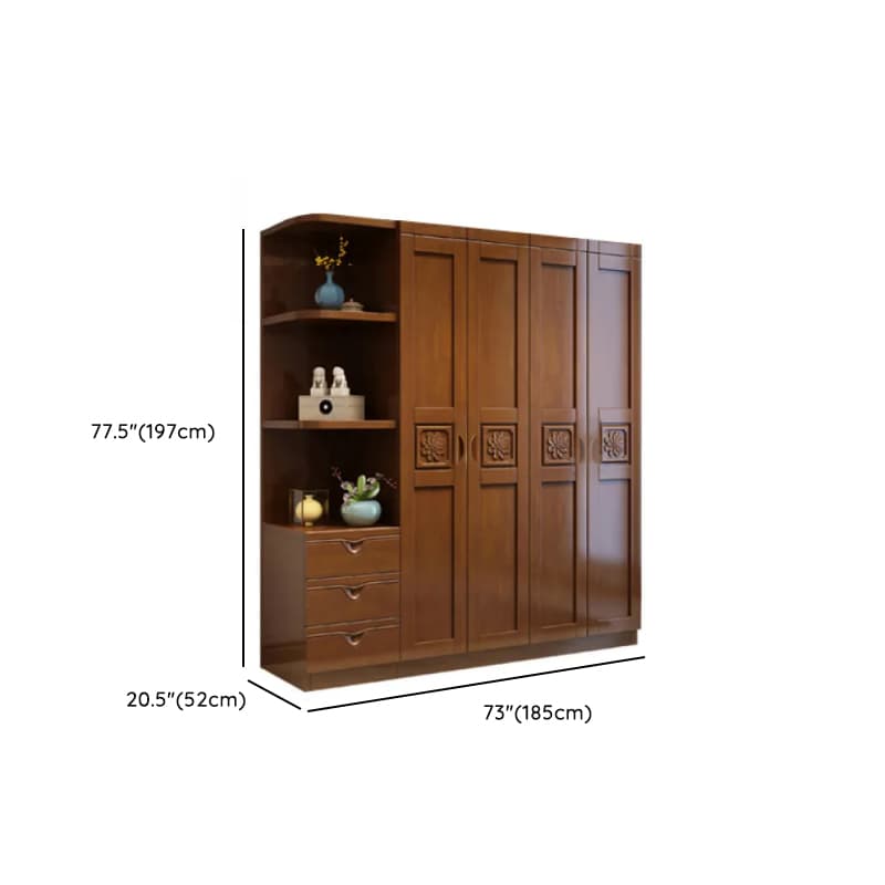 Vintage Sepia Lumber Wardrobe with Soft Close Drawer, Soft Close Door, Interior Shelves, and Hanging Rod - image 12