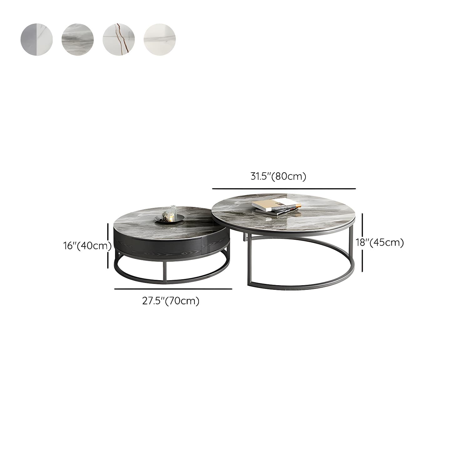 Slate Coffee Table Slate Nesting Coffee Table Set with Storage Drawer - image 18