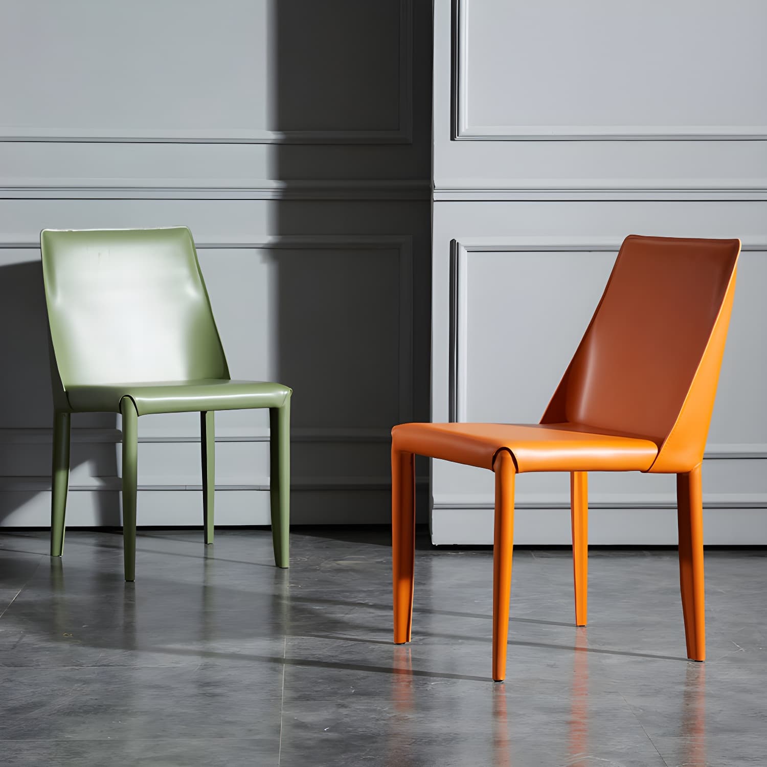 Solid Back Armless Dining Chairs Indoor Leather Side Chairs with Metal Legs - image 20