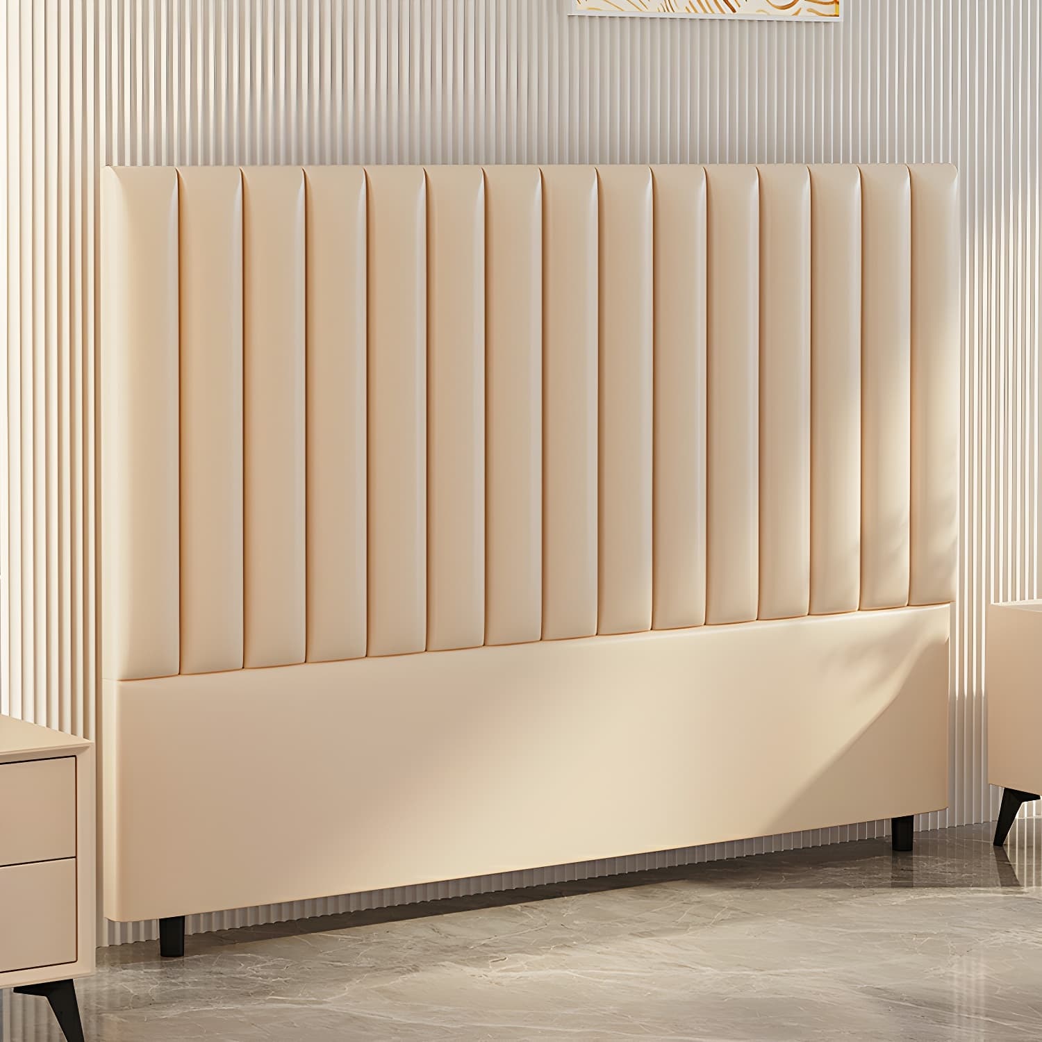 Pine Solid Wood Bed Headboard Freestanding Modern Leather Panel