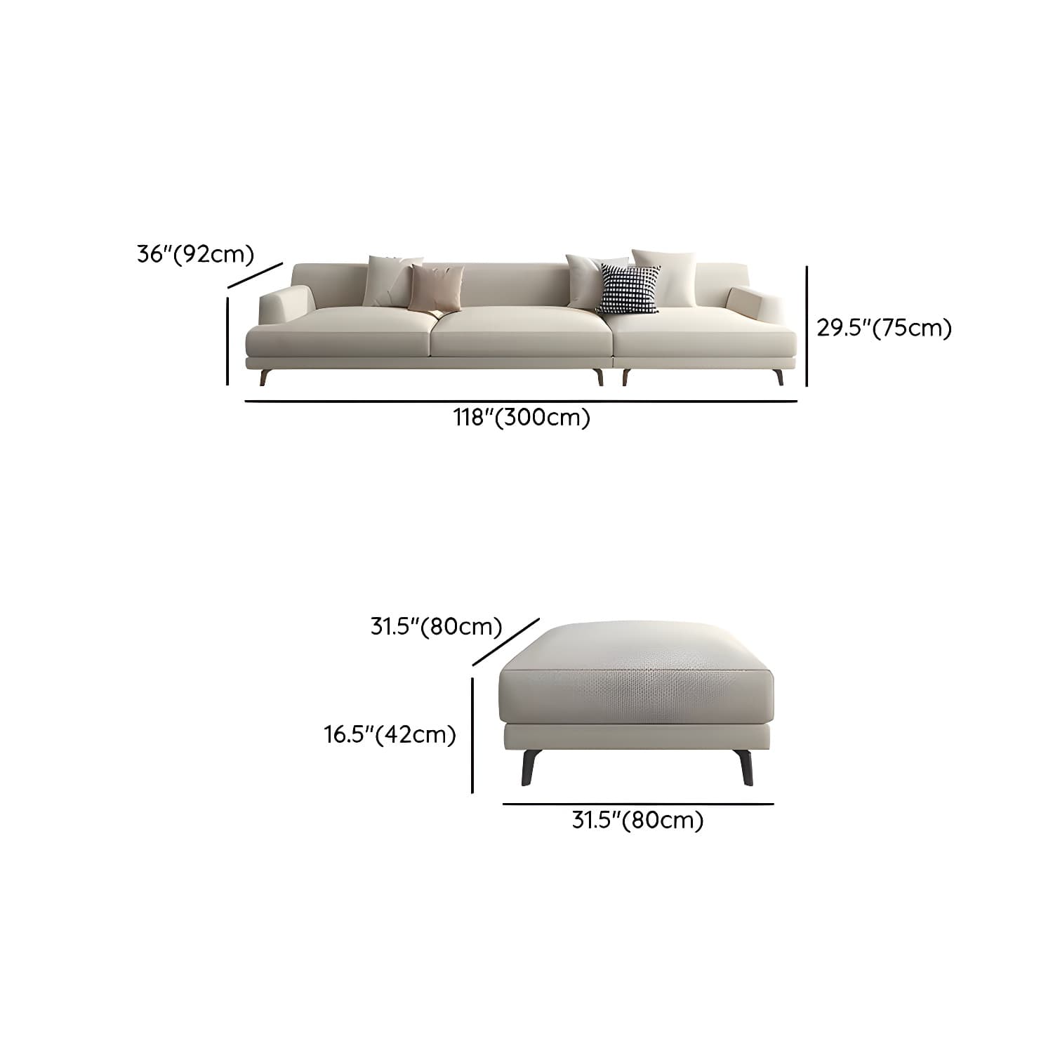 Modern Beige Cotton and Linen Sectional Sofa with Pine Wood Frame - image 20