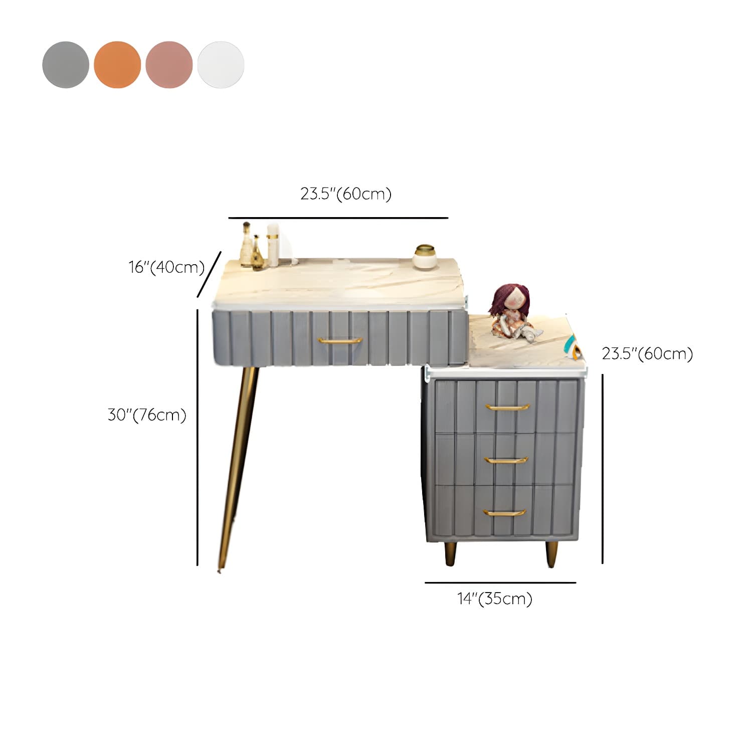 Wooden Makeup Vanity Storage Box Vanity Dressing Table for Bedroom - image 15