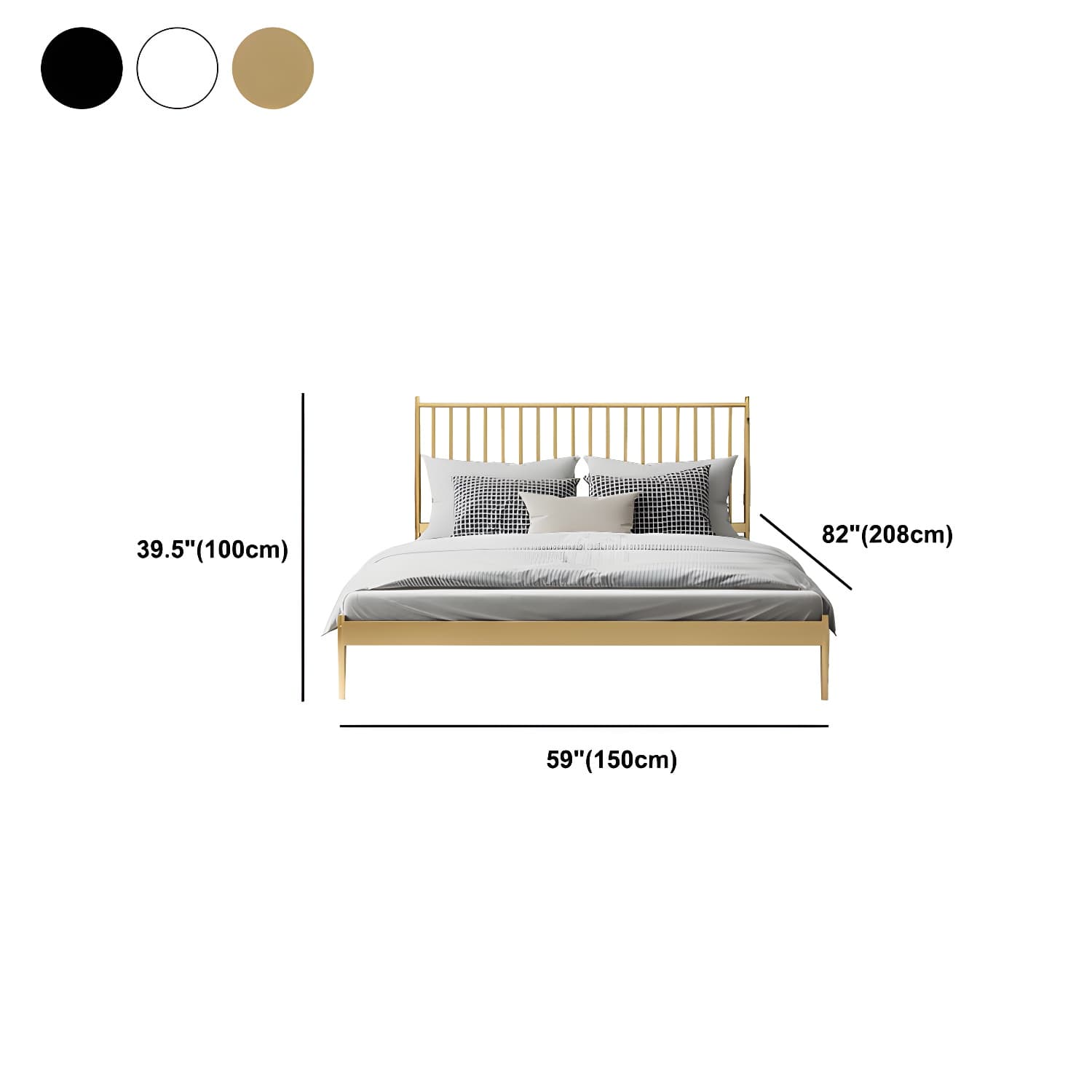 Modern Style Metal Material Includes Headboard Gold/white/black Bed - image 17