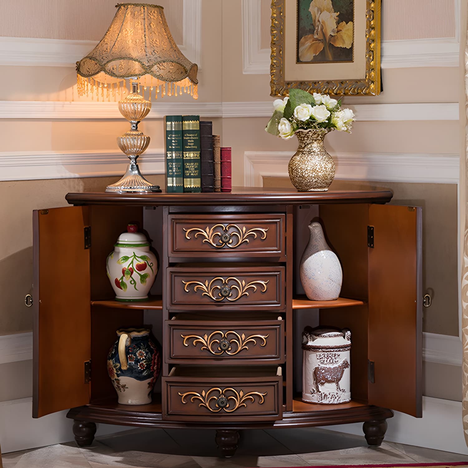 Wooden TV Cabinet Modern Style Home Simple Corner TV Stand Console - image 11