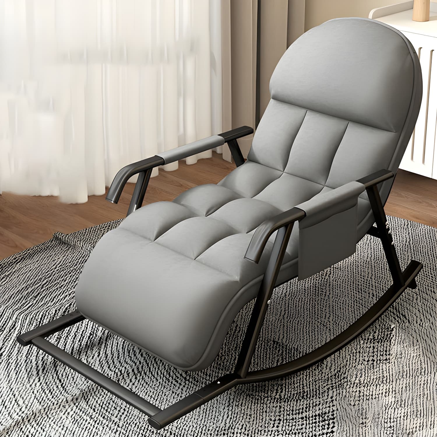 Elegant Modern Upholstered Rocking Chair - Stylish Home Decor with Fun Freshness - image 4