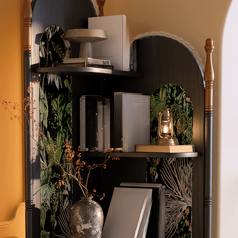 Modern Simple Style Nook Decorative Cabinet with 6 Exterior Shelves/4 Exterior Shelves, Ash Wood Countertop in Matte Black - image 6