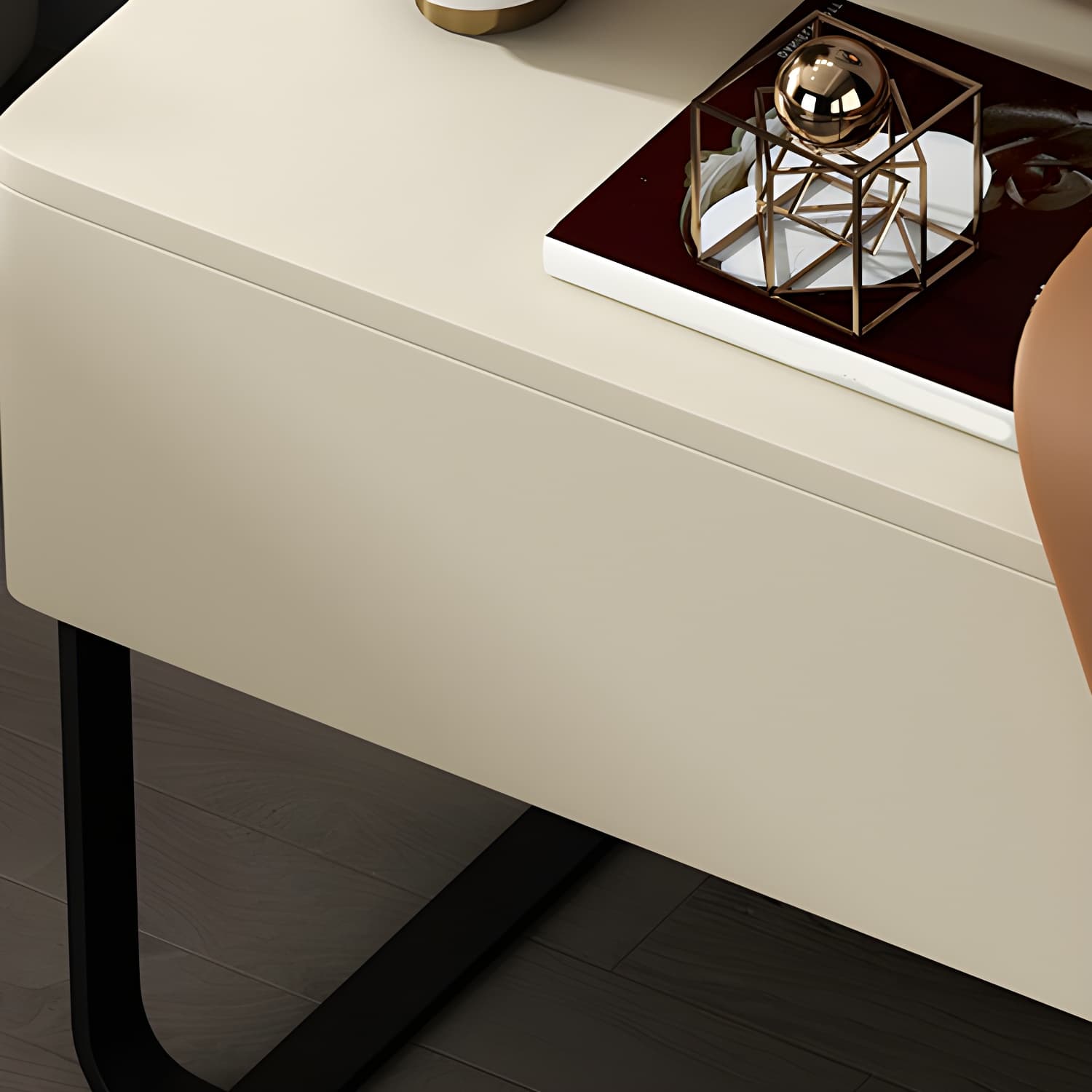 Modern Wooden Nightstand 19" Tall Sled Bedside Cabinet with Drawer - image 16