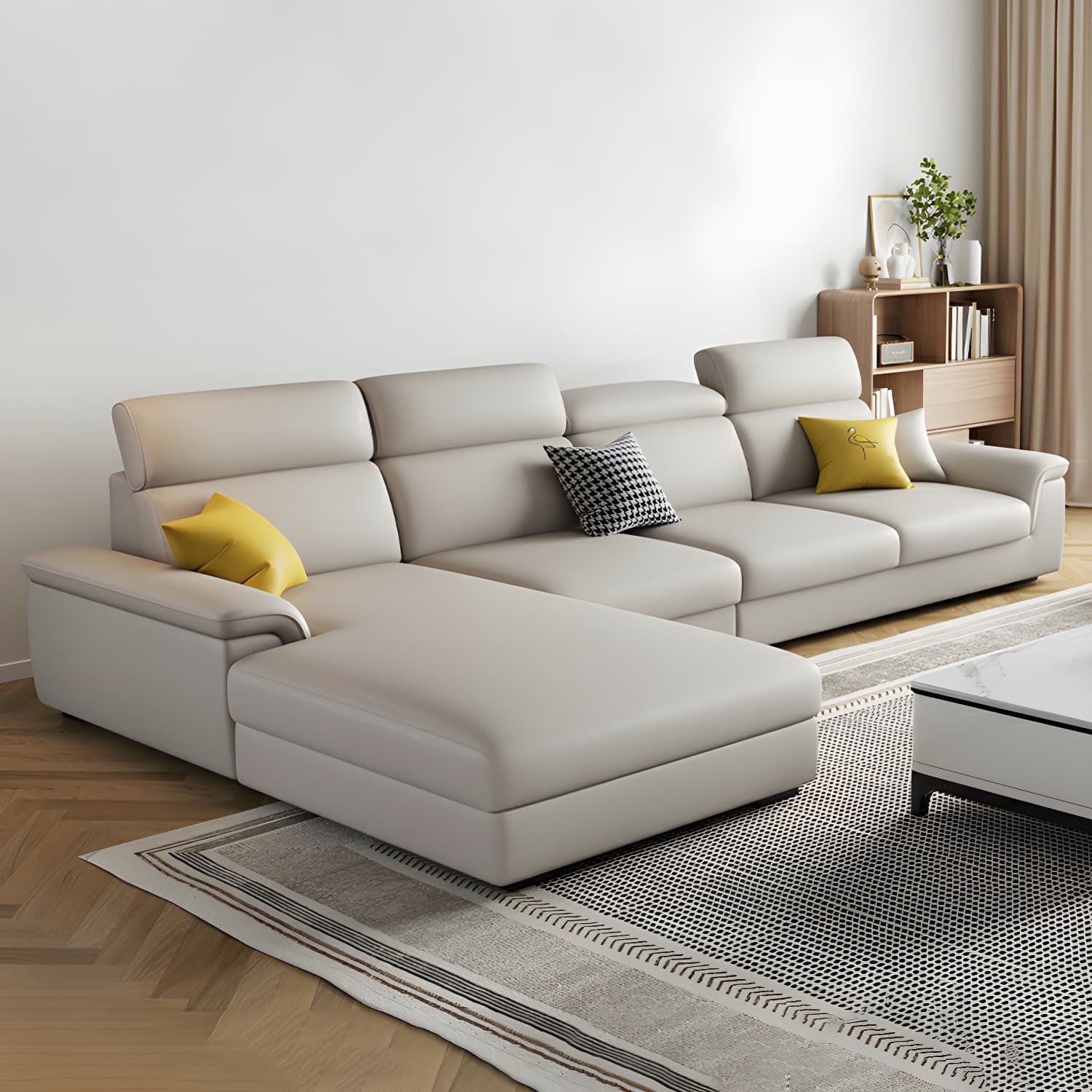 Modern Sectional Sofa and Chaise with Adjustable Pillows and Pillow Top Arm - image 8