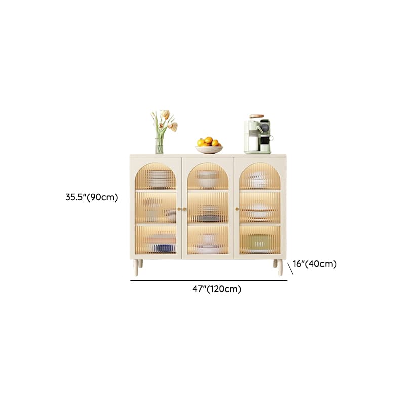 White Trendy Sideboard with 3 Drawers, Narrow/Standard Size, 3/6 Shelves, Lumber Countertop, and Glass-panel Door - image 14