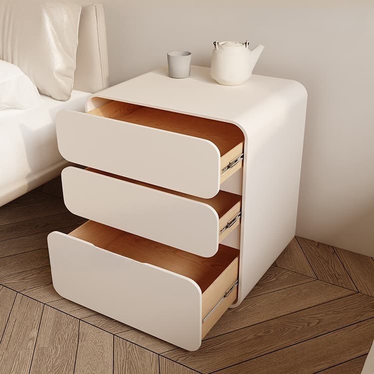 Organic Modern Coffee Pu Leather Nightstand With Drawer Organization, 1 Piece - image 12