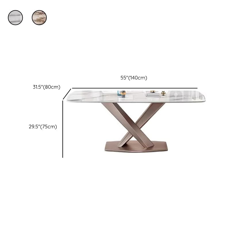 Rectangular Trendy Cream Fixed Standard Height Dining Table for 4/Seats 6 with Sintered Stone Top - image 17
