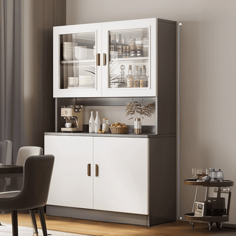 Modish Sideboard/Microwave Shelf Cabinet with Multiple Drawers, Narrow Size, 1 to 3 Shelves, Larder Storage, Timber Countertop, and Various Doors - image 3