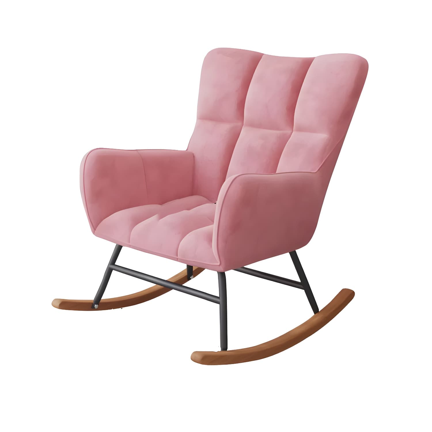 Modern Upholstered Rocking Chair for Comfort and Style - Brown Metal Legs and Track Arms - image 9