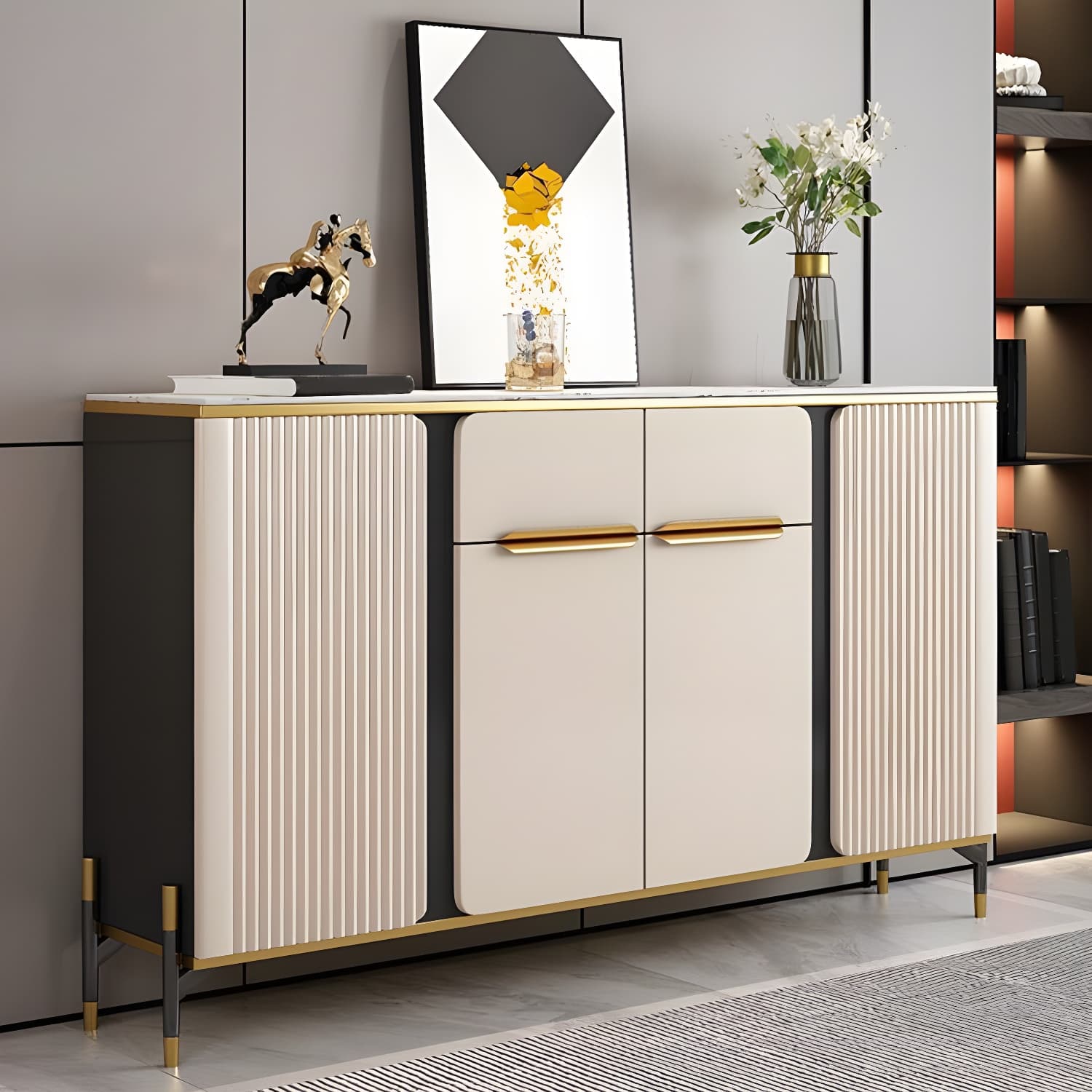 Modernism Sideboard 2 Drawers Server Cabinet with Storage for Dining Room - image 10