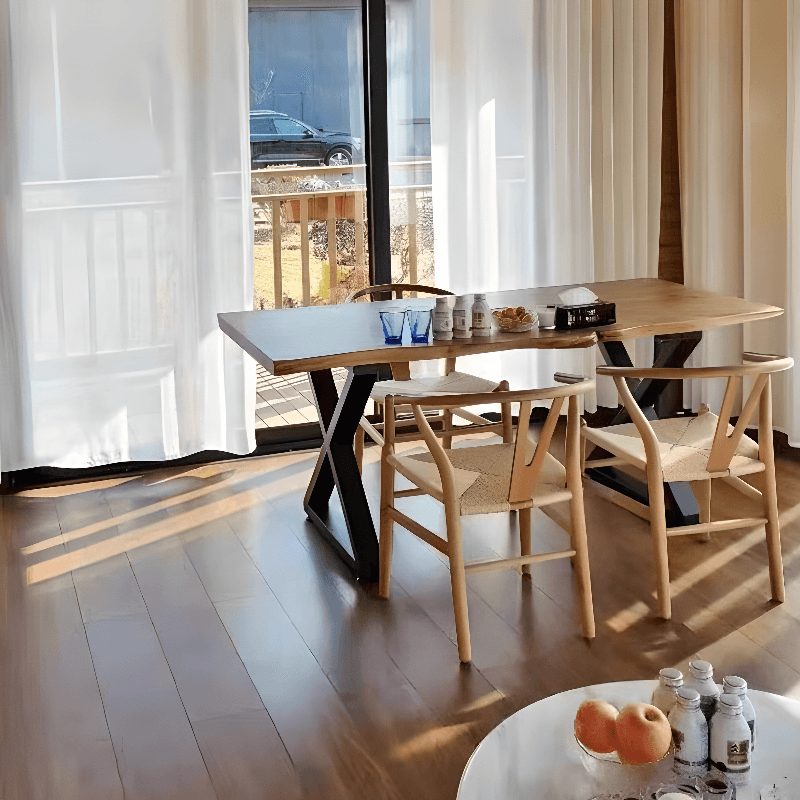 Scandinavian Rectangular Dining Table with Lumber Top in Auburn, Standard Height, Fixed Mechanism, Seats 8/6/4 - image 3