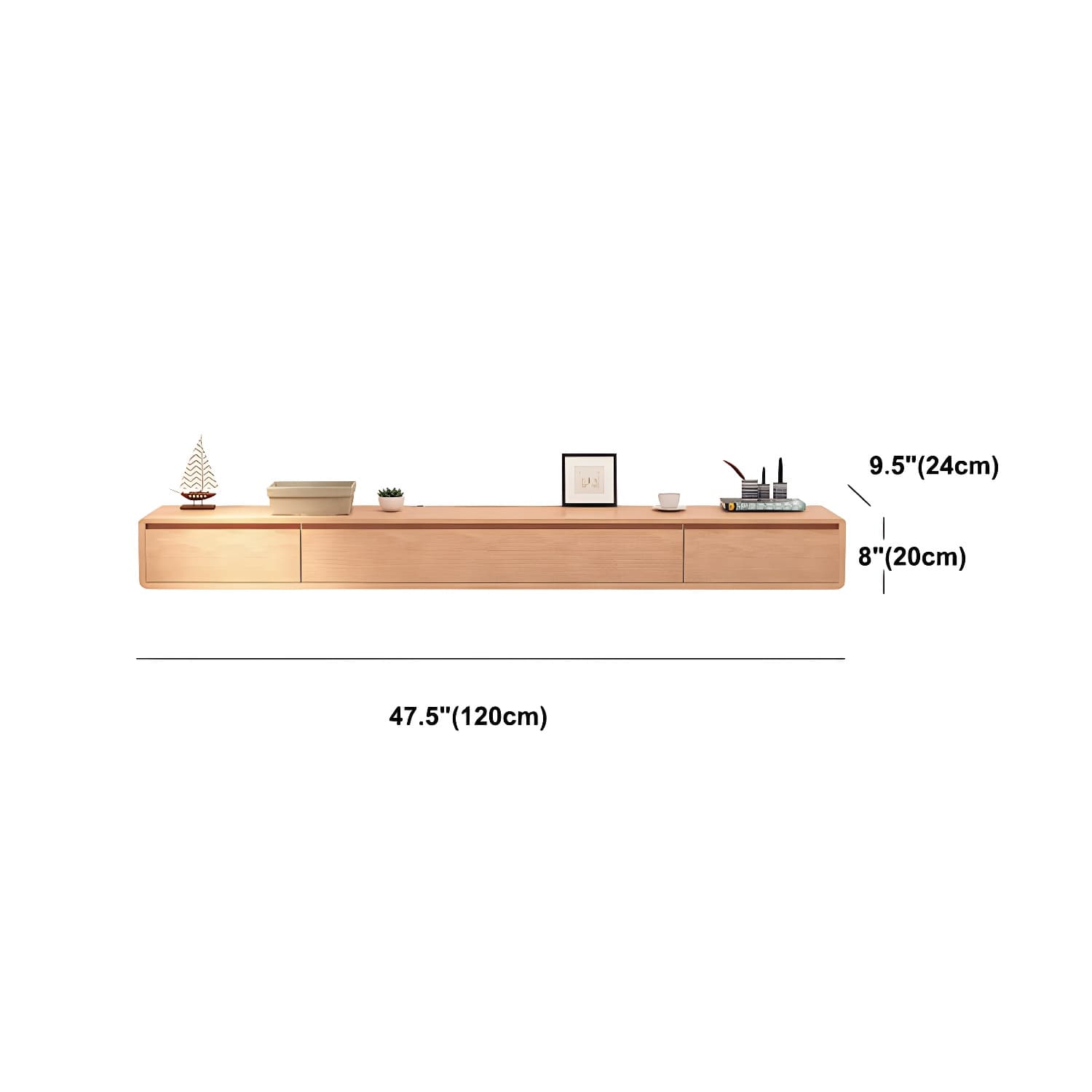 Nordic Wall-Mounted TV Console Solid Wood 2-Drawer Floating TV Stand Console - image 15