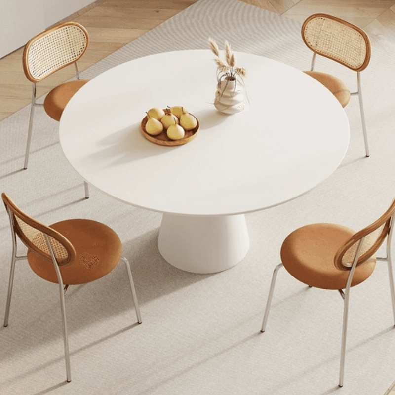Scratch-defiant Fixed Circular Dining Table for 2 People/4 People with a Chalk/Charcoal Slate Stone Tabletop in a Contemporary Style - image 6