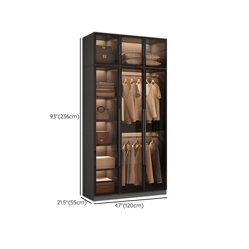 Ink-Colored Manufactured Wood Detached Wardrobe Closet with Soft Close Drawer, Door, Interior Shelves, and Clothing Rod - image 16