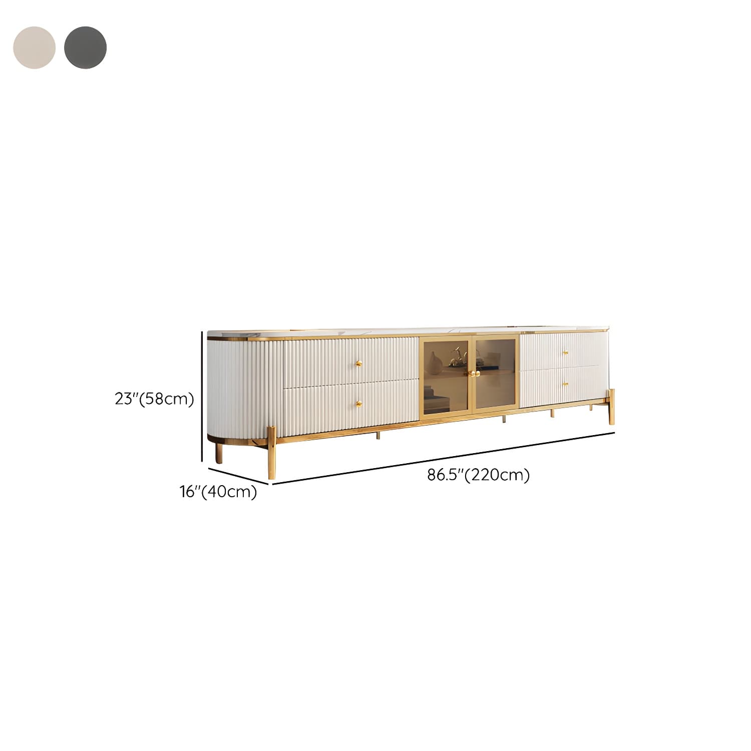 Modern TV Media Console Stone TV Stand Console with 4 Drawers - image 13