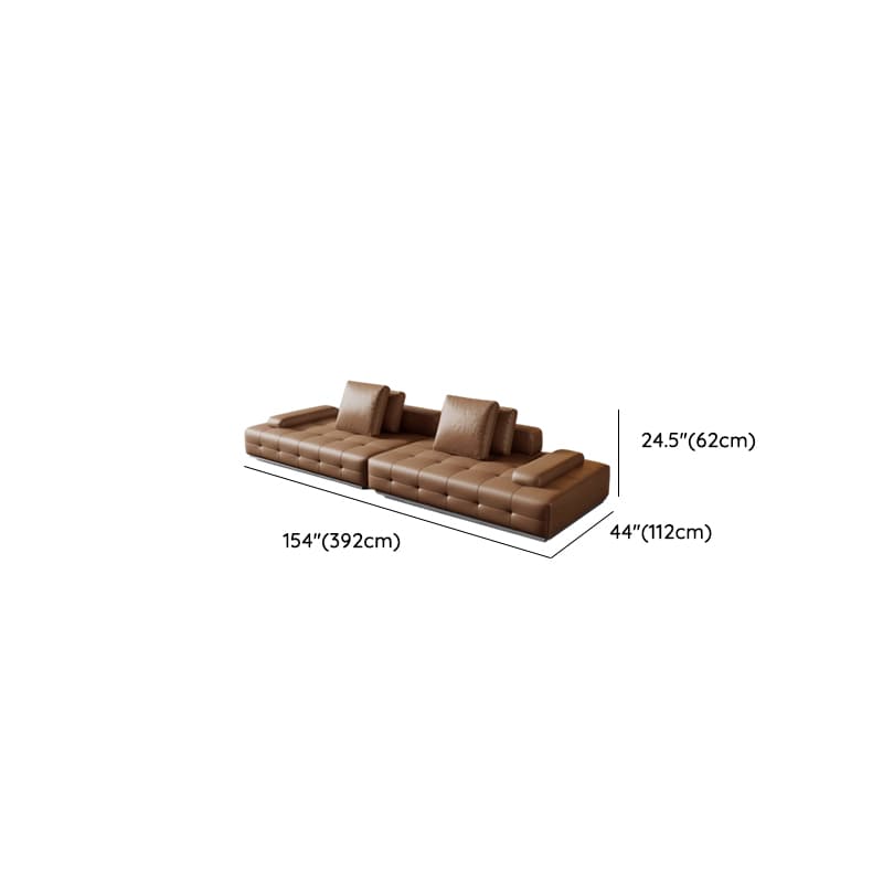 Tear Resistant Standard Sofa in Coffee Leather with 4 Pillows - image 16