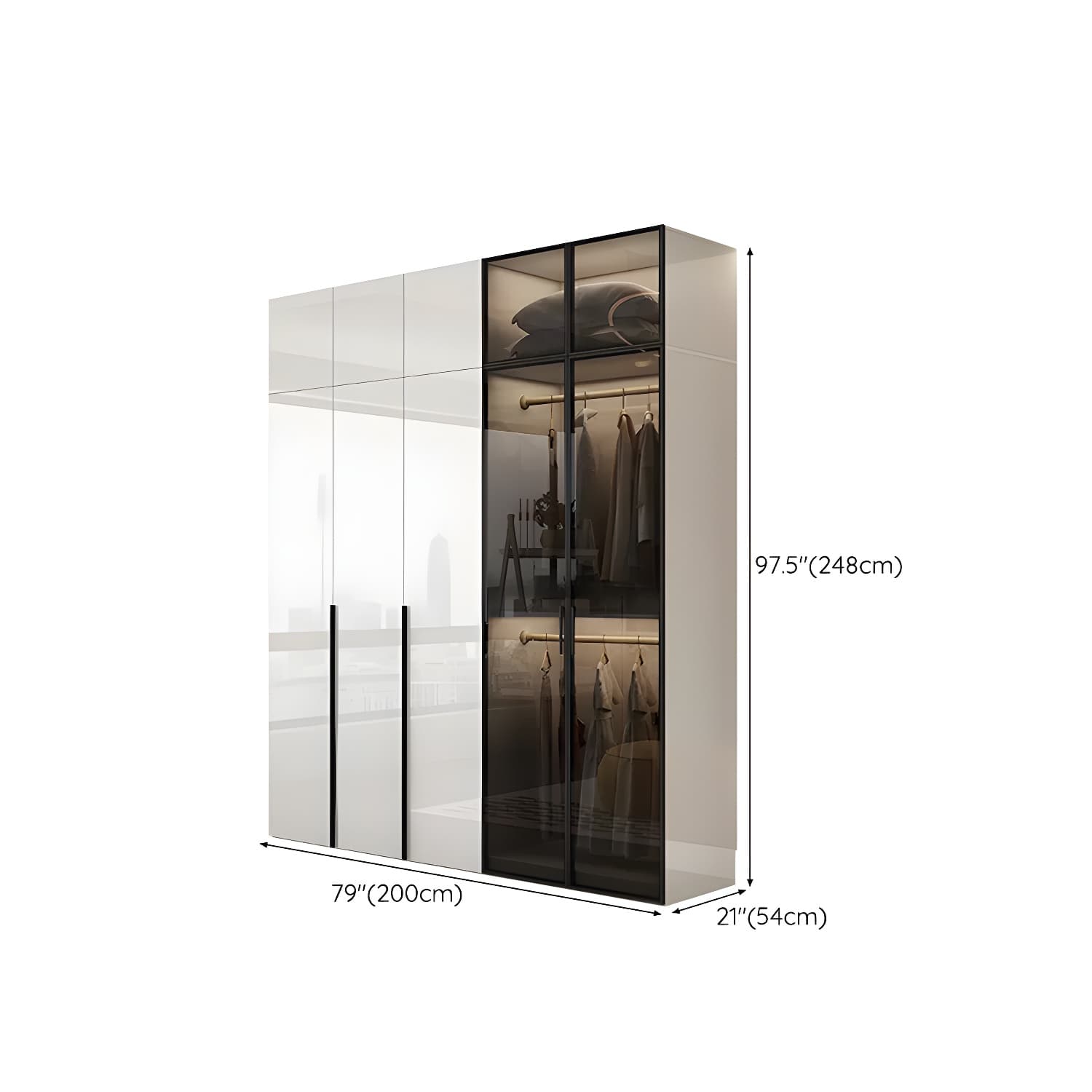 Sleek White Wood Wardrobe Armoire with Soft Close Drawers and Shelves - image 23