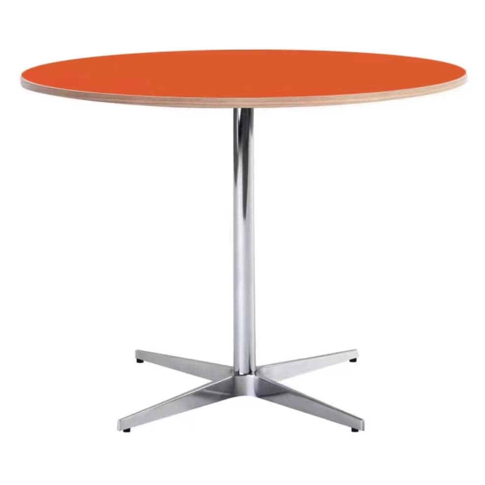 Trendy Orbicular Dining Table with Timber Top, Fixed Table Mechanism in Cerulean/Green/Apricot Color - image 6