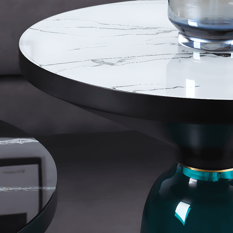 Simplistic Single Side Table with Hardened Glass and Plinth Base, Rounded Top - image 14