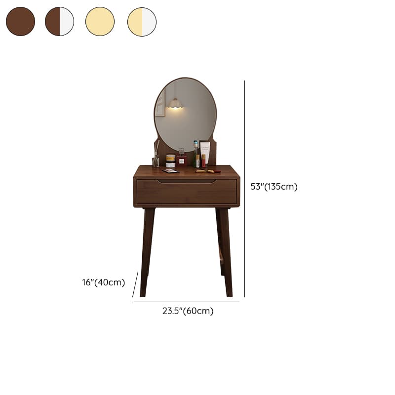 Contemporary Medium Wood Rubberwood Push-Pull Standing Makeup Vanity, No Suspended, Non-Upholstered Chair(s) - image 11