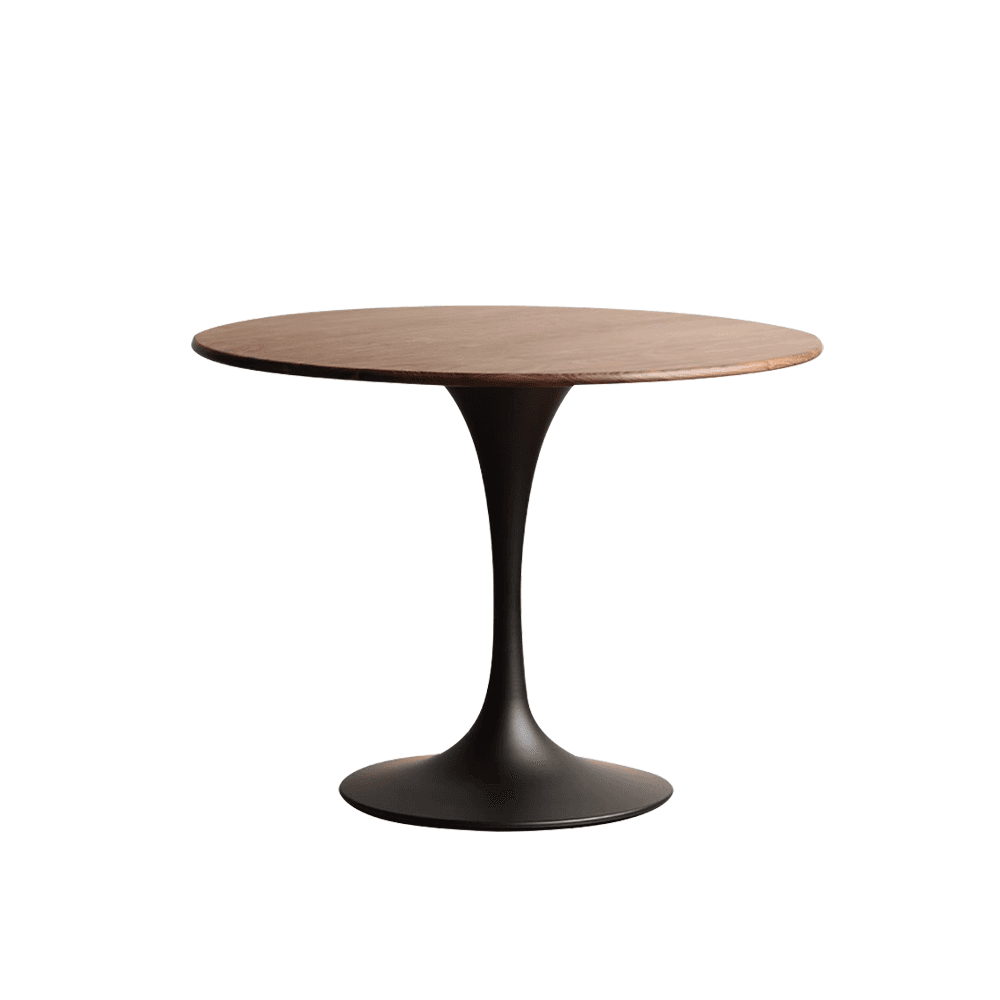 Minimalist Rubberwood Circular Standard Height Dining Table with a Sepia/Natural Color Fixed Table Top and Tulip Base for 2 People - image 9