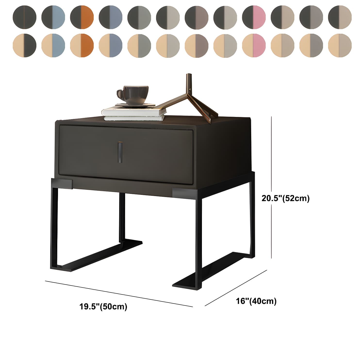 Leather 1 Drawer Nightstand Contemporary Night Table with Metal Legs - image 16