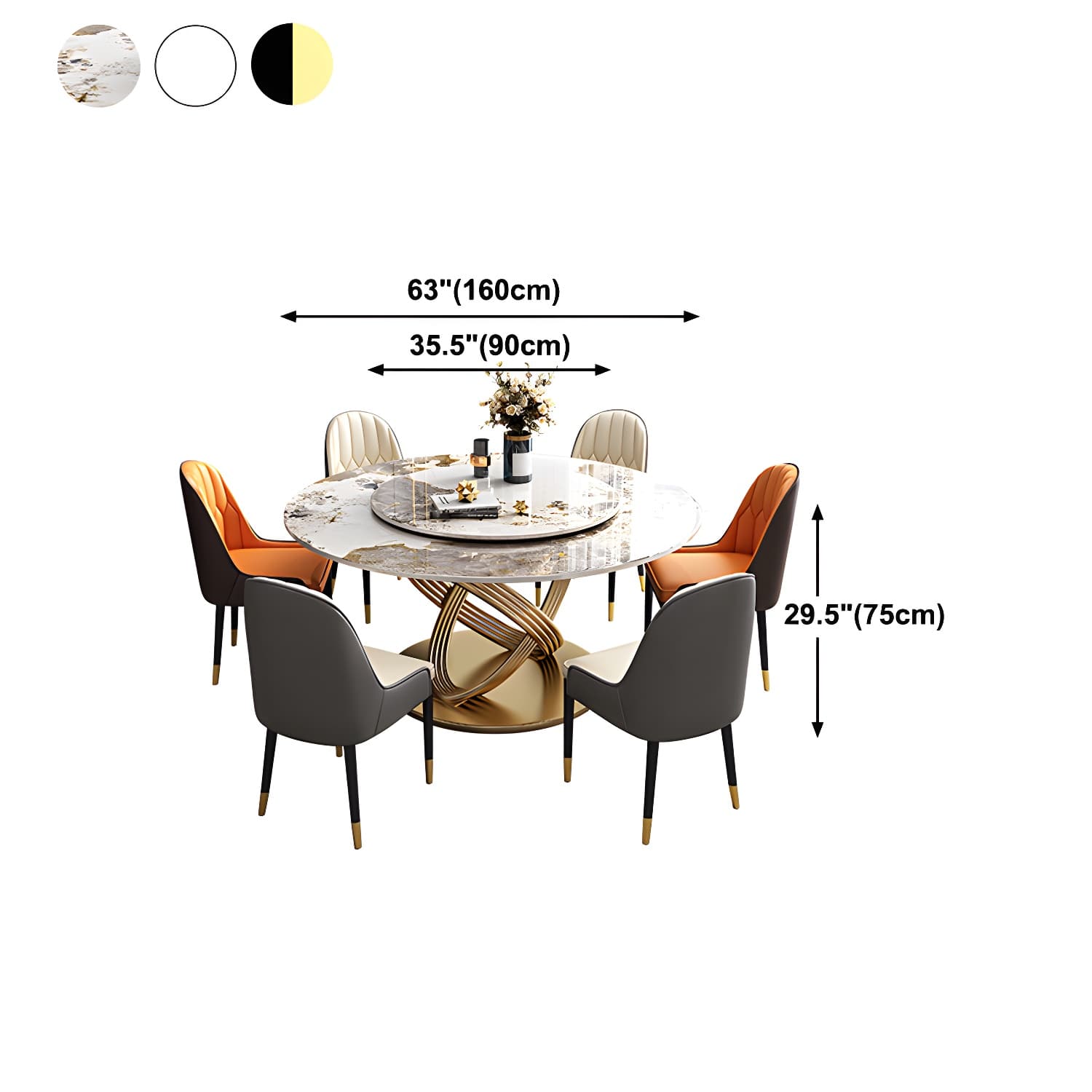 Traditional Luxury Dining Table Round Convertible Dining Table with Pedestal - image 14