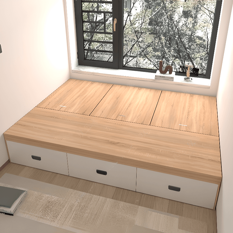 Natural Color Solid Color Storage Included with Storage Drawer for Bedroom