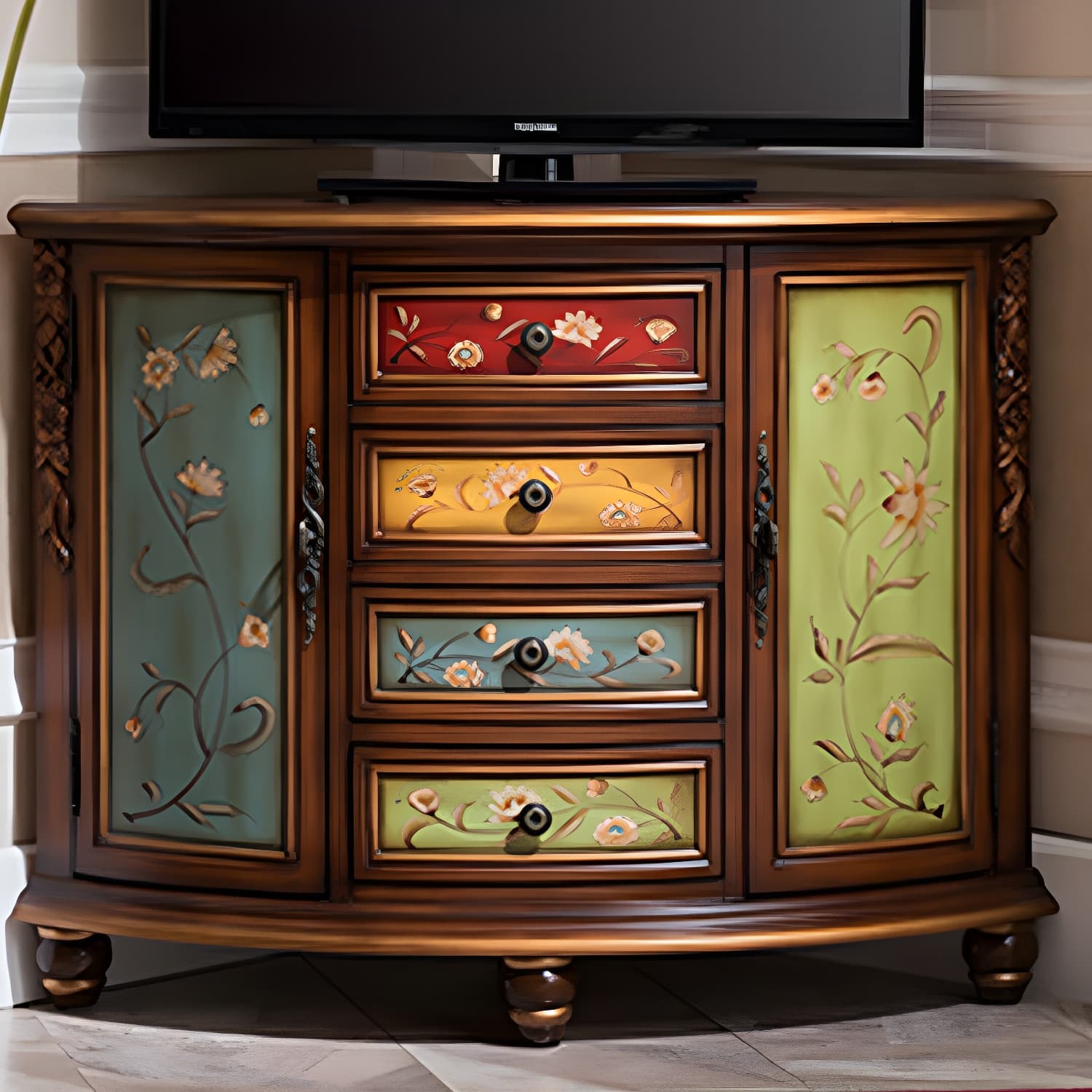 Wooden TV Cabinet Modern Style Home Simple Corner TV Stand Console - image 9