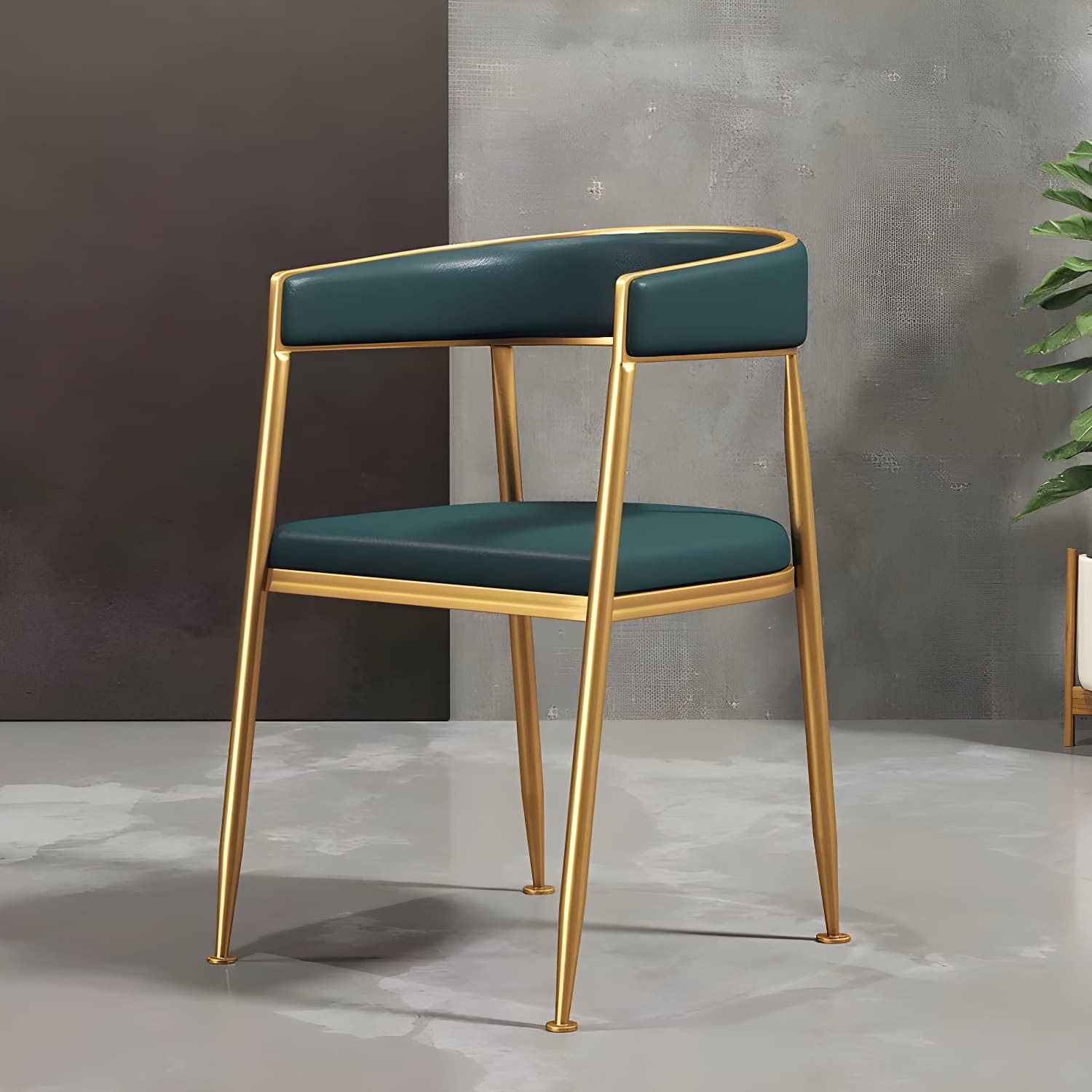 Glam Gold Metal Arm Chair Open Back Dining Side Chair with Upholstered - image 14