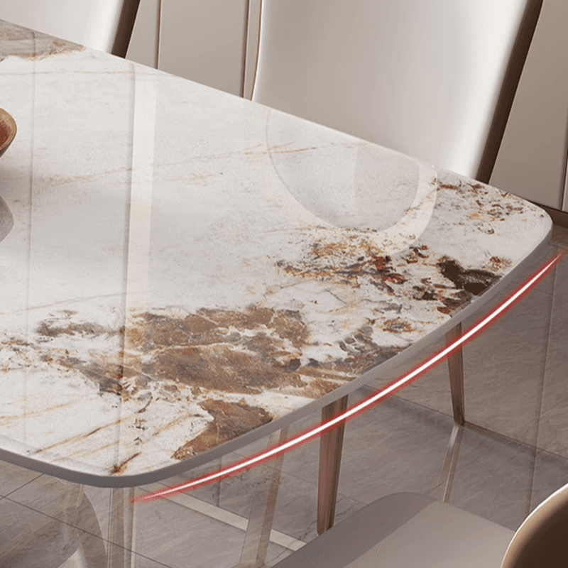 Modern Rectangle Slate Dining Table Set with Pedestal Base and Fixed Mechanism - image 5