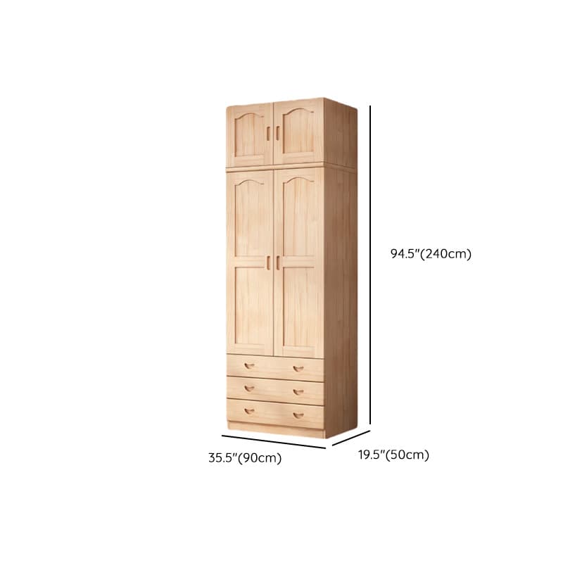 Modish Natural Color Reclaimed Wood Wardrobe Armoire with Soft Close Drawer, Soft Close Door - image 16