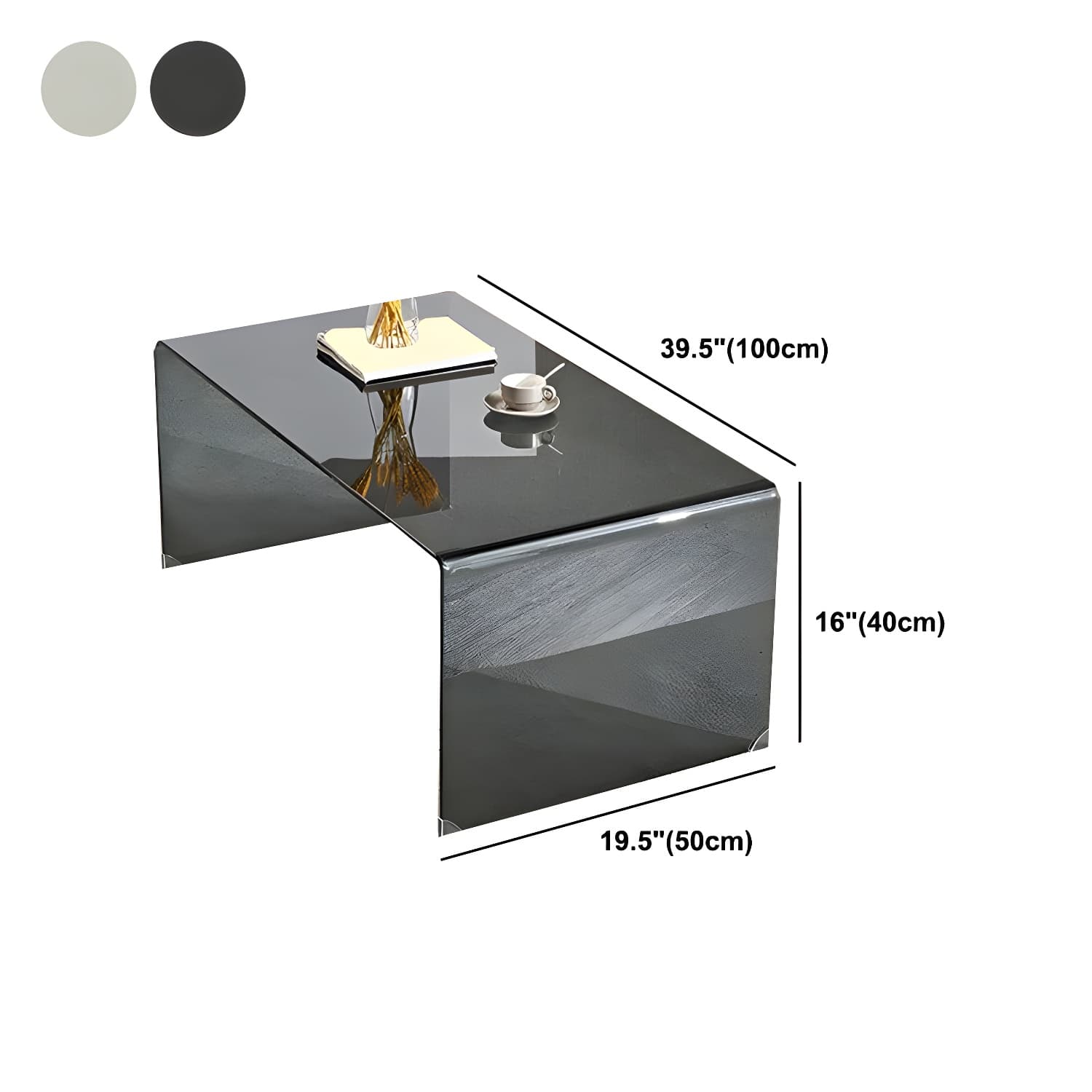 Contemporary Glass Sled Coffee Table Rectangle Cocktail Table - image 13