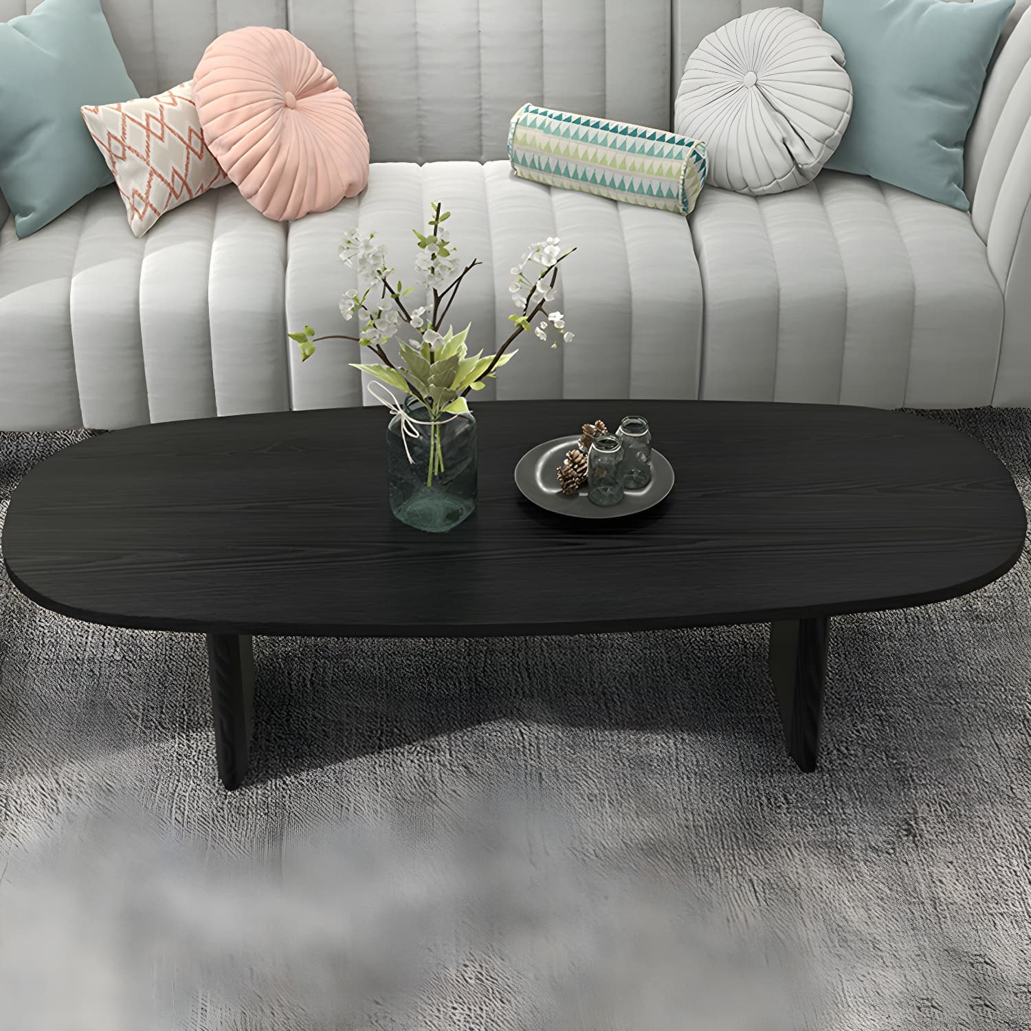 Rectangular Modern Coffee Table with Wood Base - Non-Upholstered - image 16