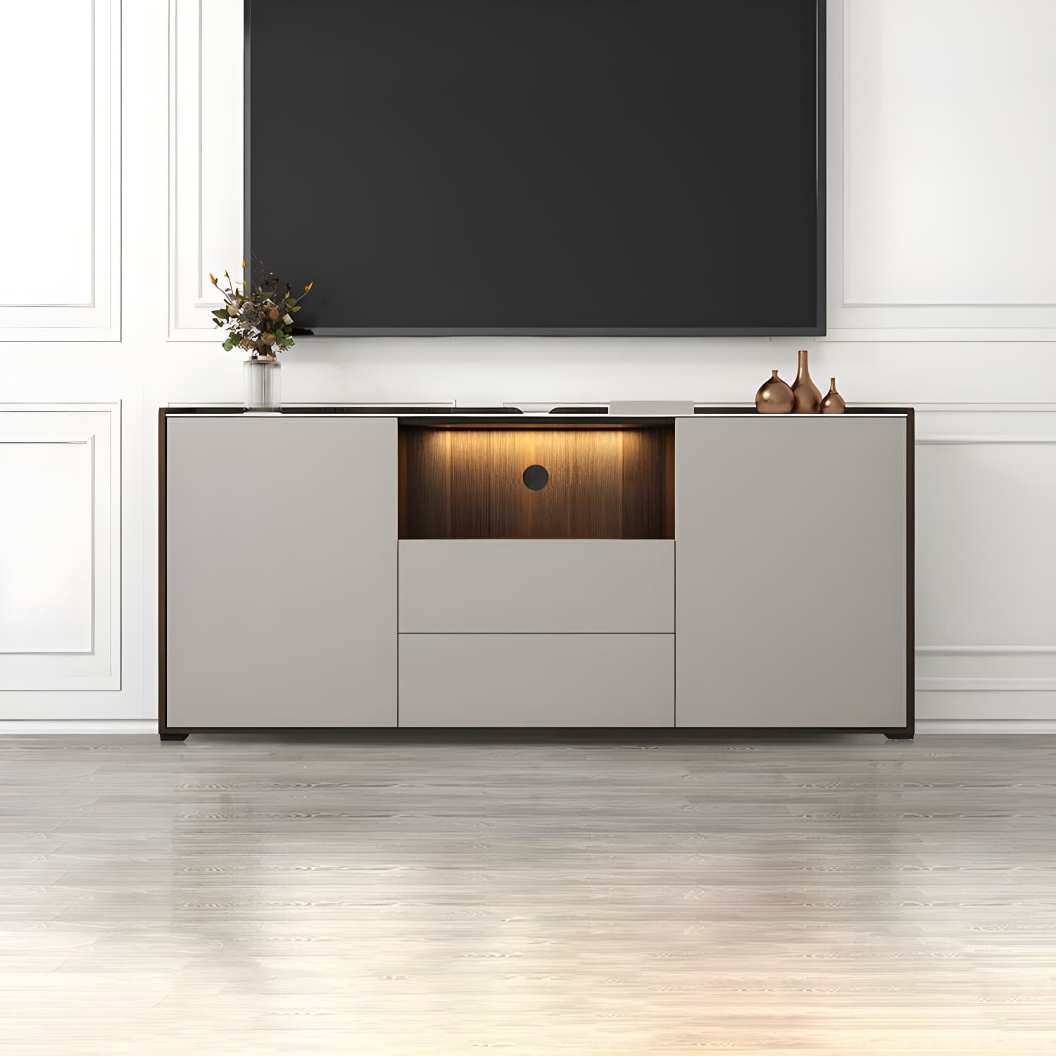 Contemporary Style Stone TV Stand 2 Doors and 2 Drawers TV Cabinet - image 17
