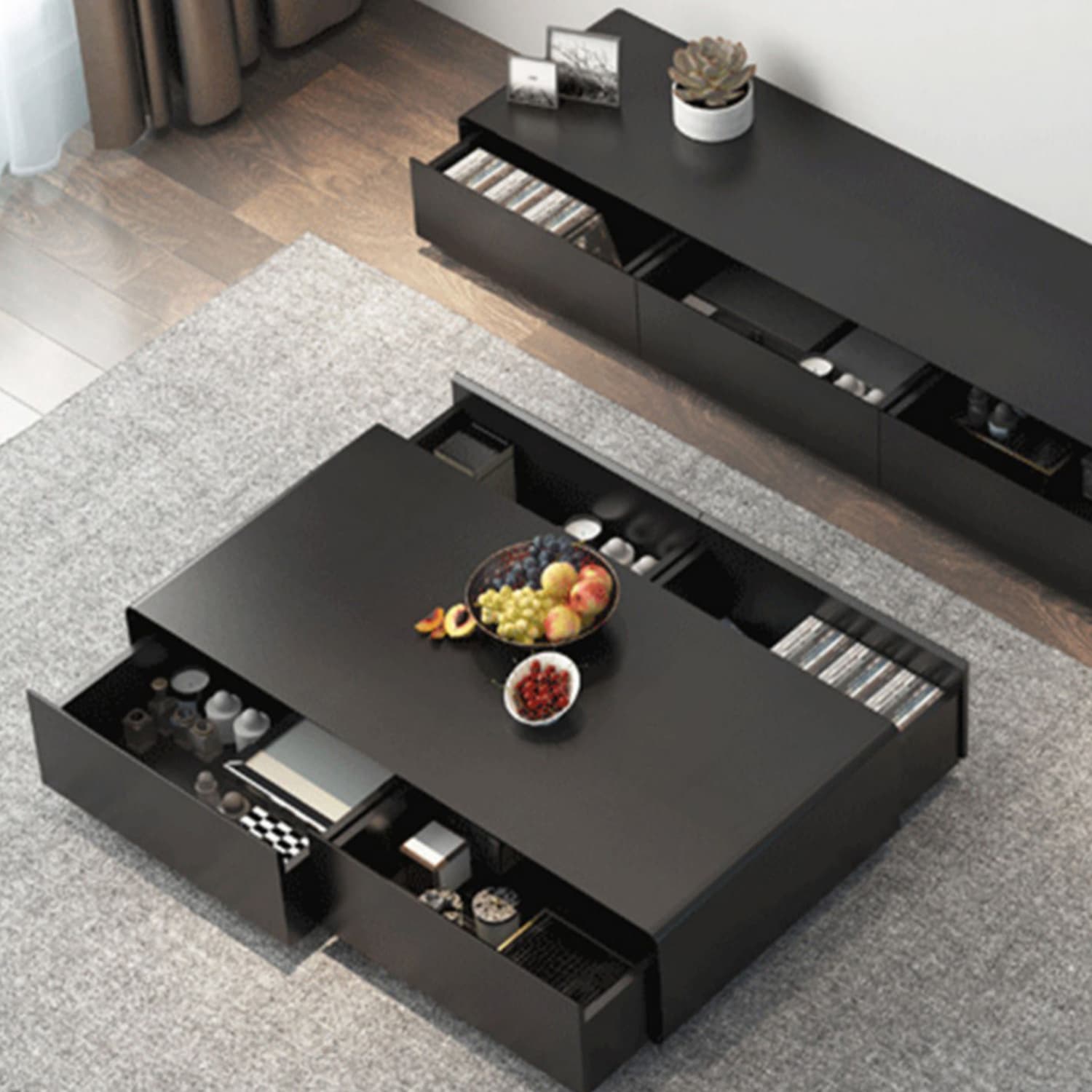 Modern Style Rectangular Wooden Table Abstract Base Coffee Table - image 10