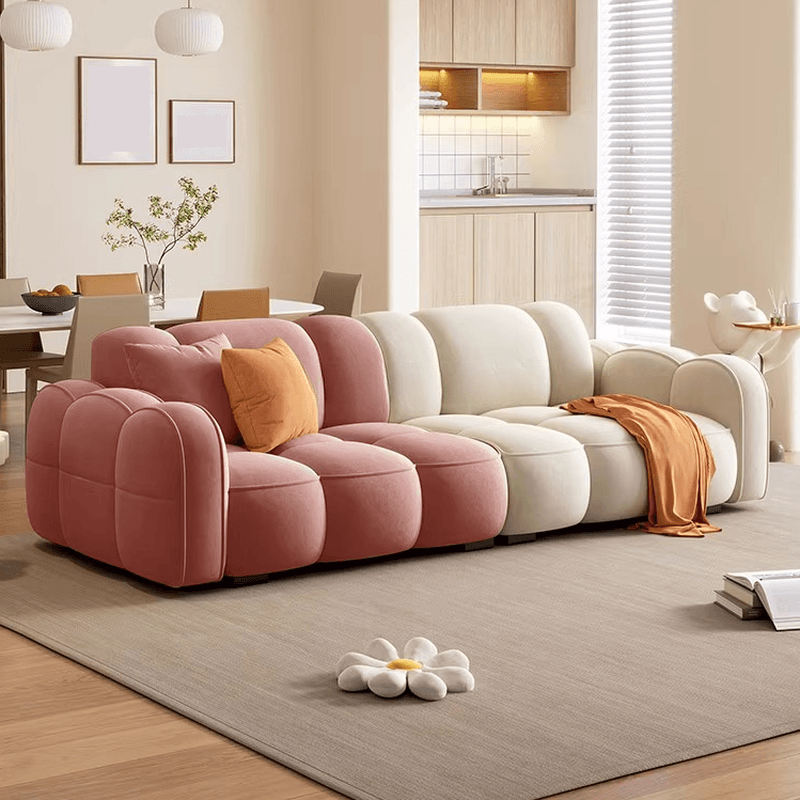 Standard Sofa/Loveseat in Flannel with Rose/Butter Color/Light Green Upholstery and Armrest