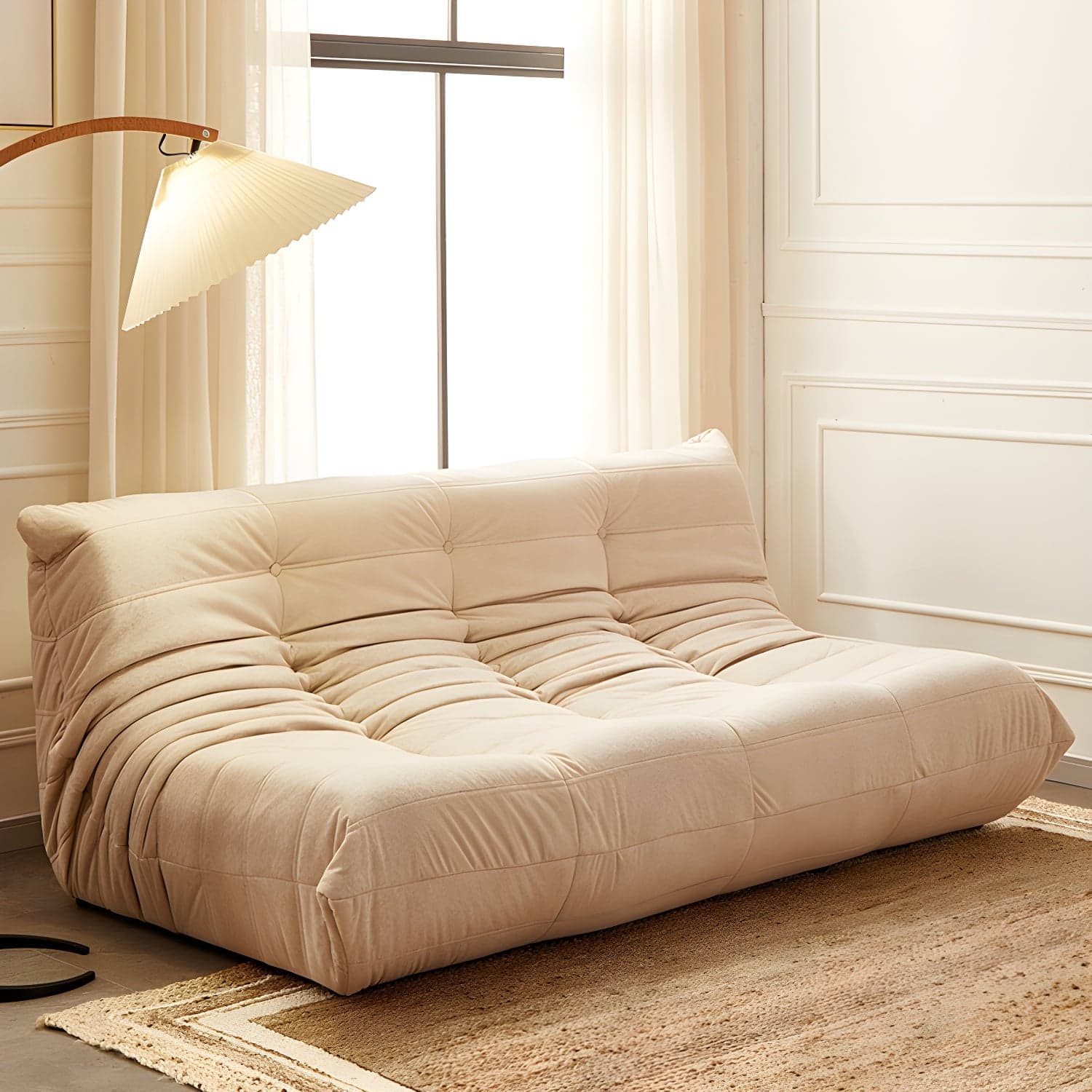 Modern Tufted Cushions Armless Living Room Wooden Standard Seating - image 12