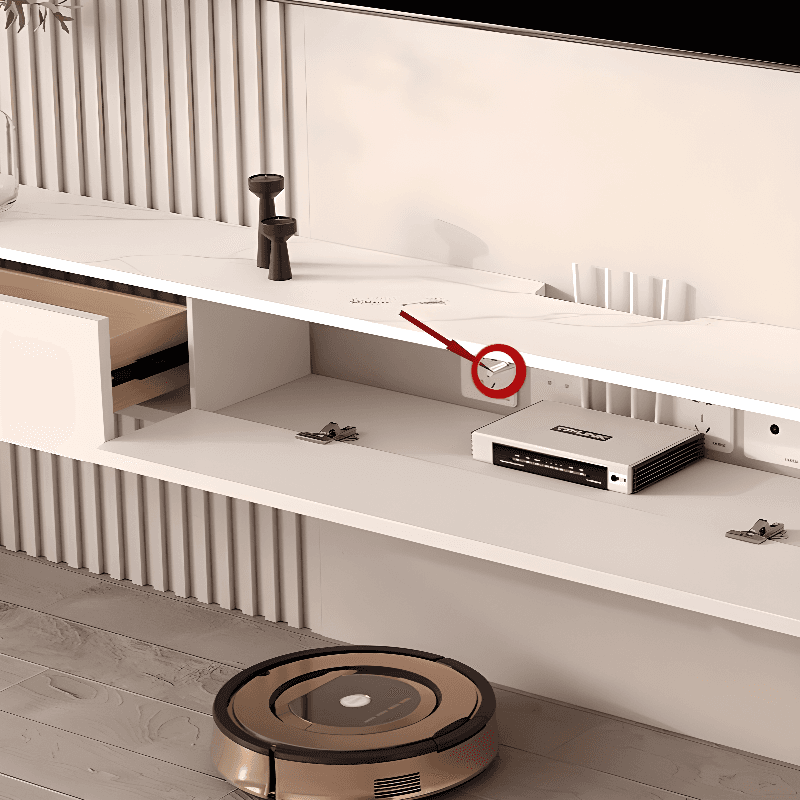 Contemporary Rectangular Wall Mounted TV Stand with Door Living Room - image 10