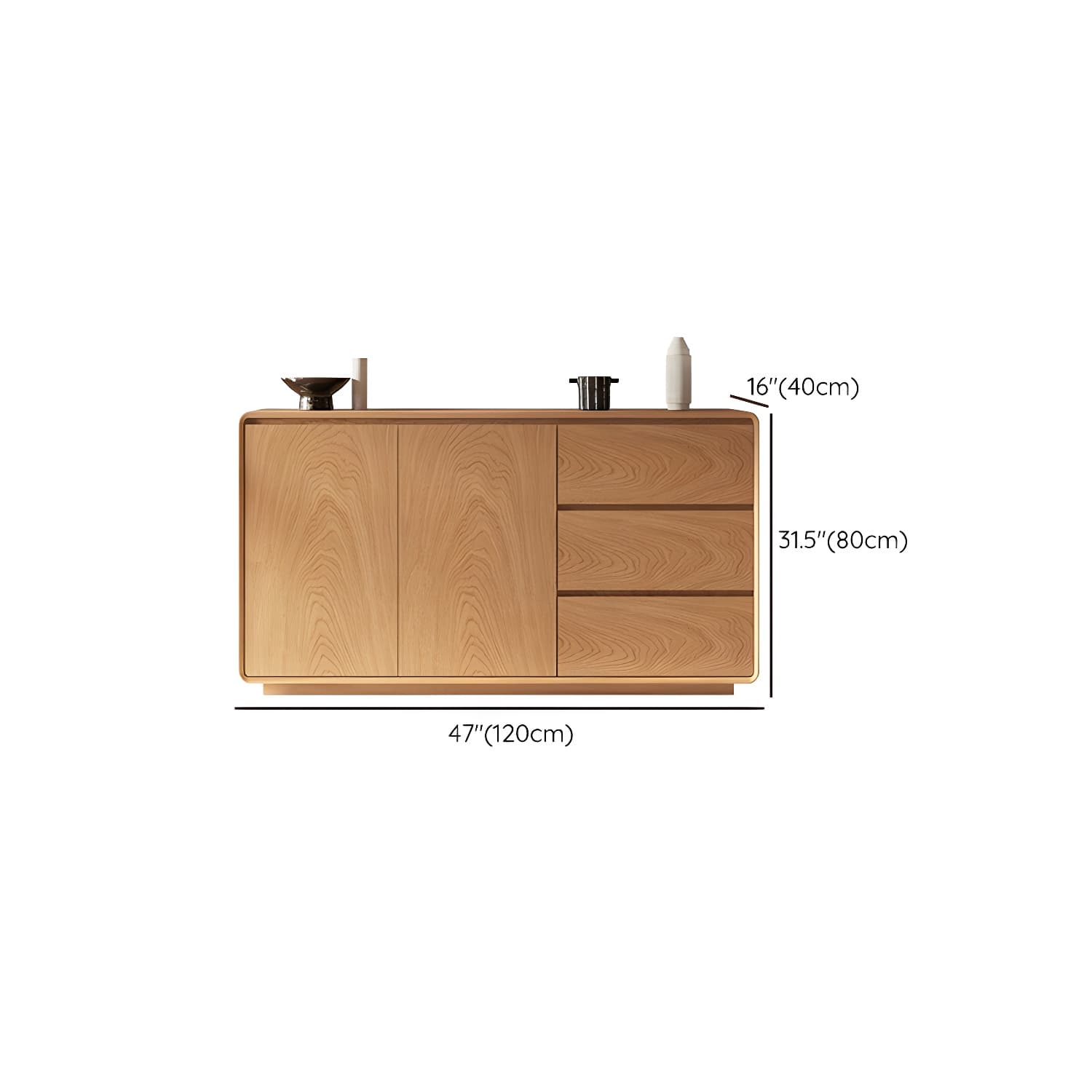 Scandinavian Wood Sideboard with 3 Drawers and 2 Doors, Overall Width 40cm, Overall Height 80cm - image 16