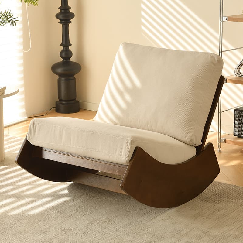 Modern Simple Style White/Lime Green/Grey Upholstered Cushioned Living Room Rocking Chair