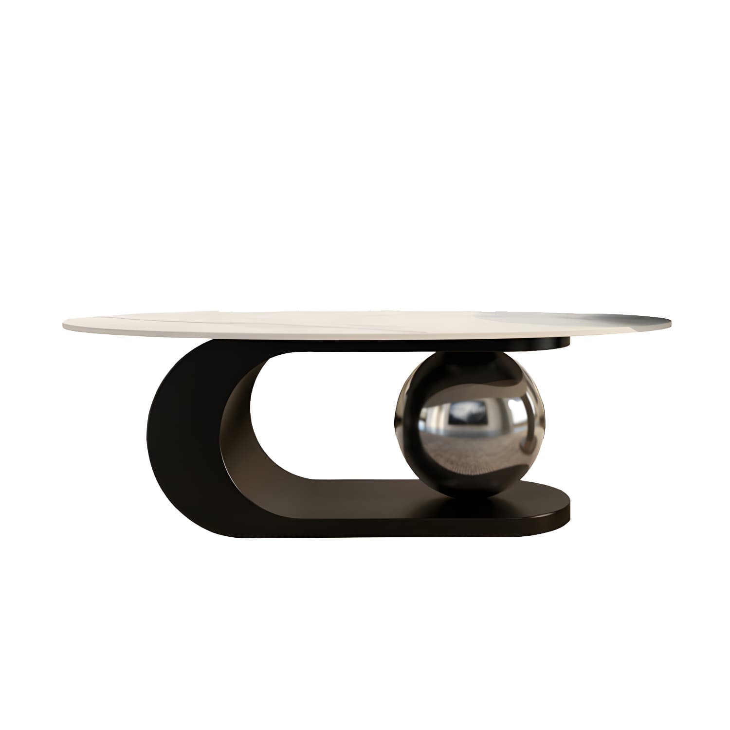 14"H Glam Coffee Table Slate Oval Pedestal Coffee Cocktail Table - image 7